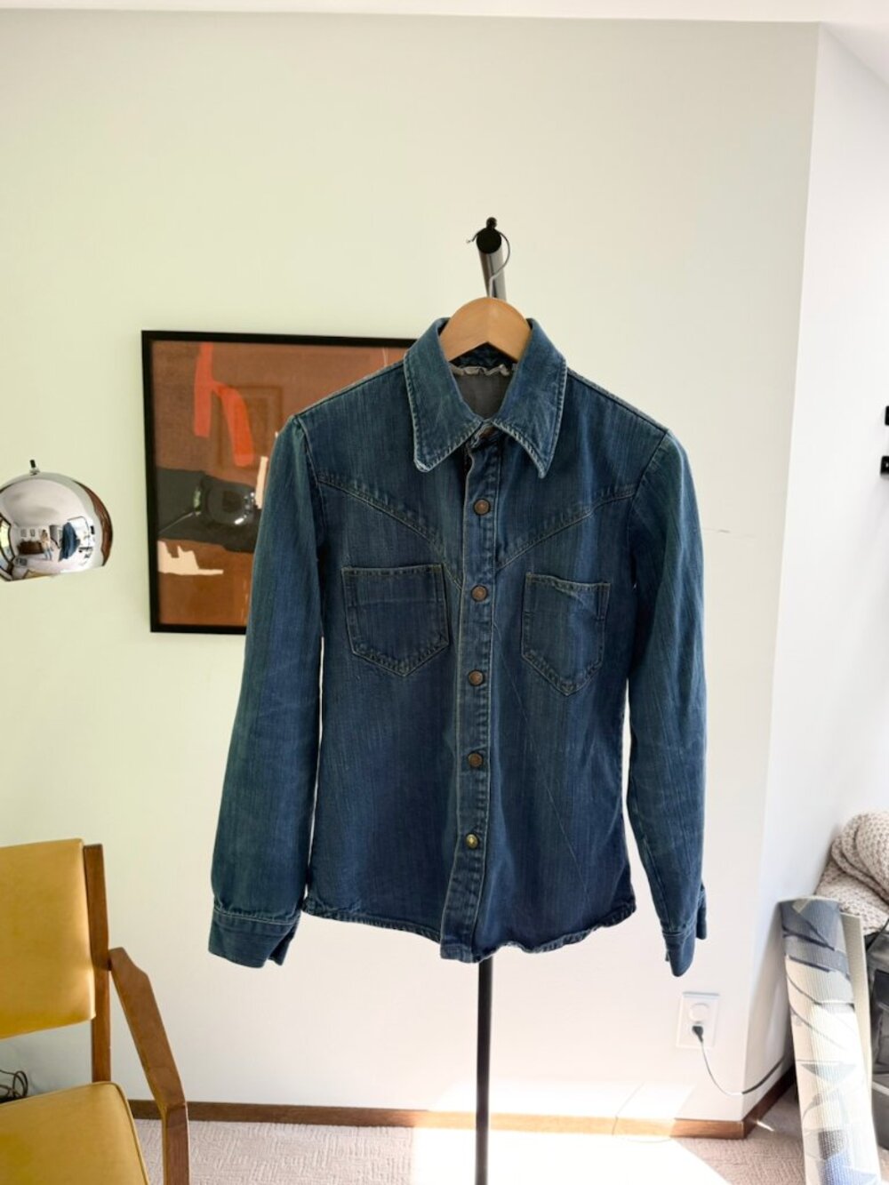 Vintage 1970s Landlubber Denim Snap Front Western Shirt Size Small